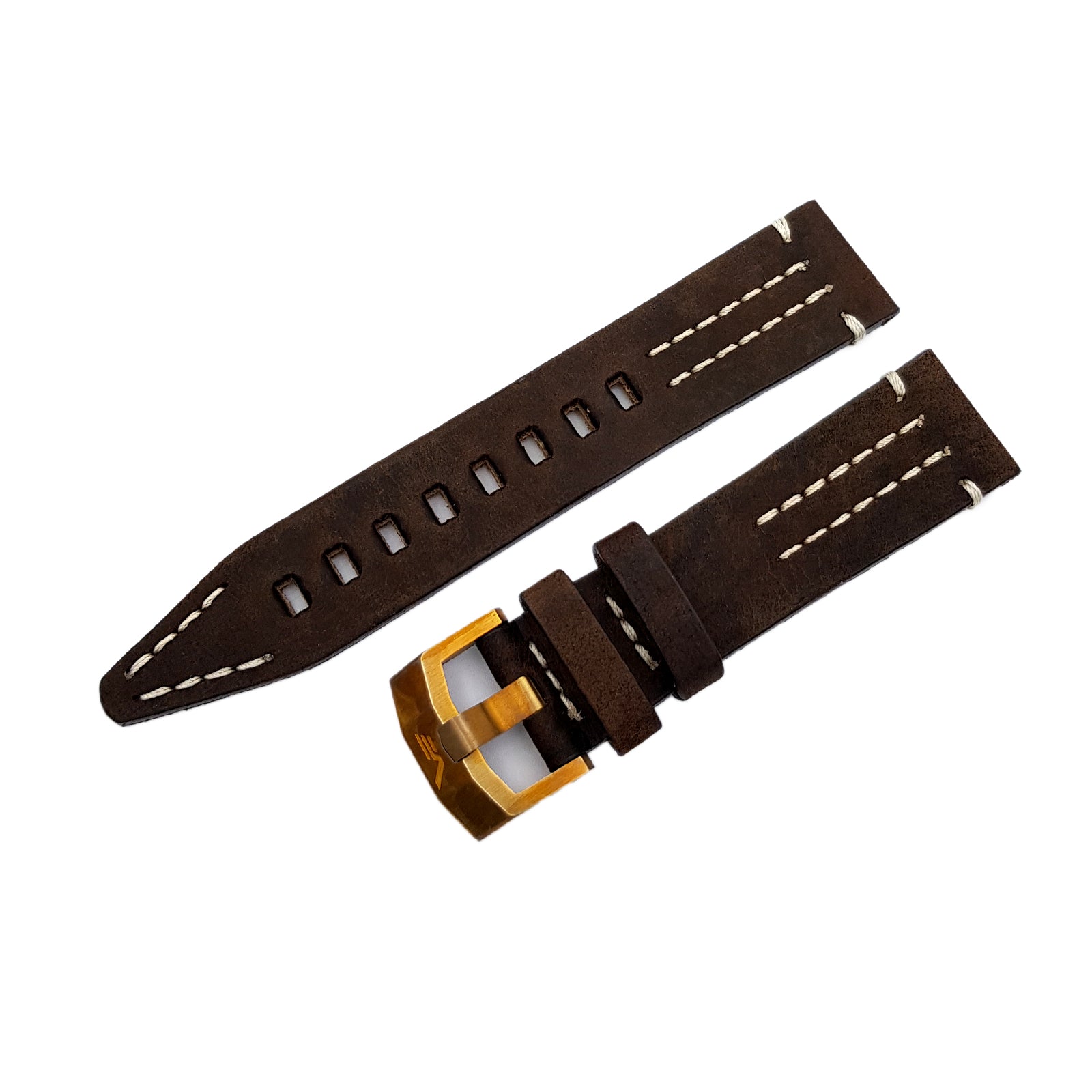 N1 Rocket ブラウンレザーホワイトステッチGOLD（ラグ幅22㎜ Ref.N1_ROCKET_STRAP_leather_565 ...