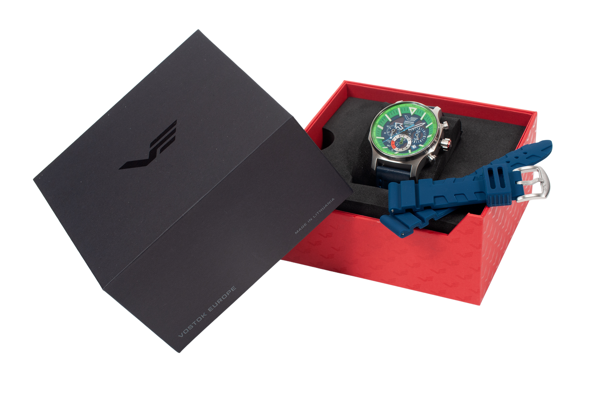 赤緑アポロ スリーブ付き ソーラーパワークロノグラフ Expedition North Pole VR42-595A733